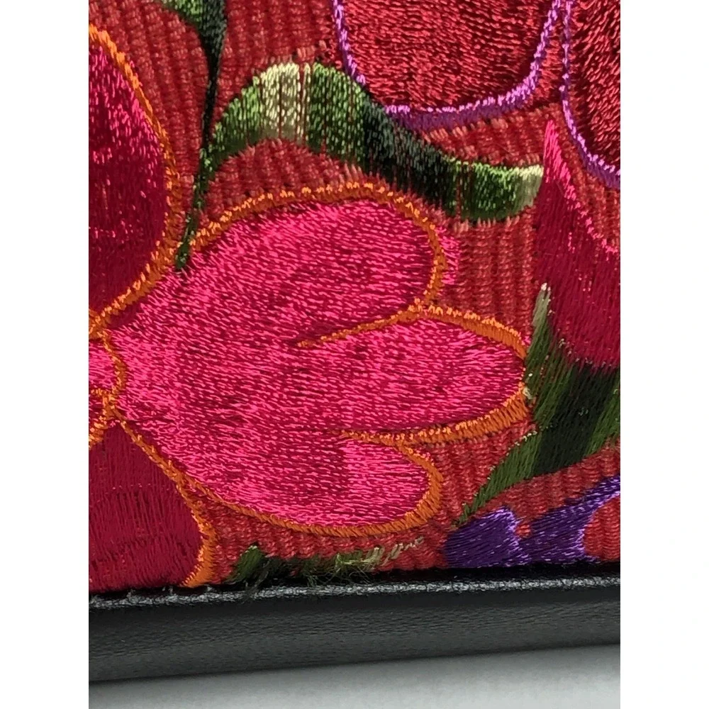 Vintage Y2K Floral Embroidered Leather Shoulder Bag & Wallet Boho Purse Set - Picture 8 of 16